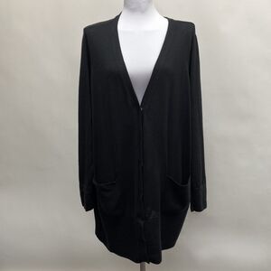 Eileen Fisher Women's Cardigan Jacket Top Black X-large 100% Merino Wool